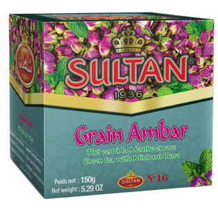Thé vert grain ambar SULTAN à la menthe et rose